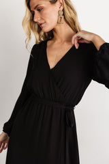 Breanne Faux Wrap Maxi Dress | Black - Baltic Born