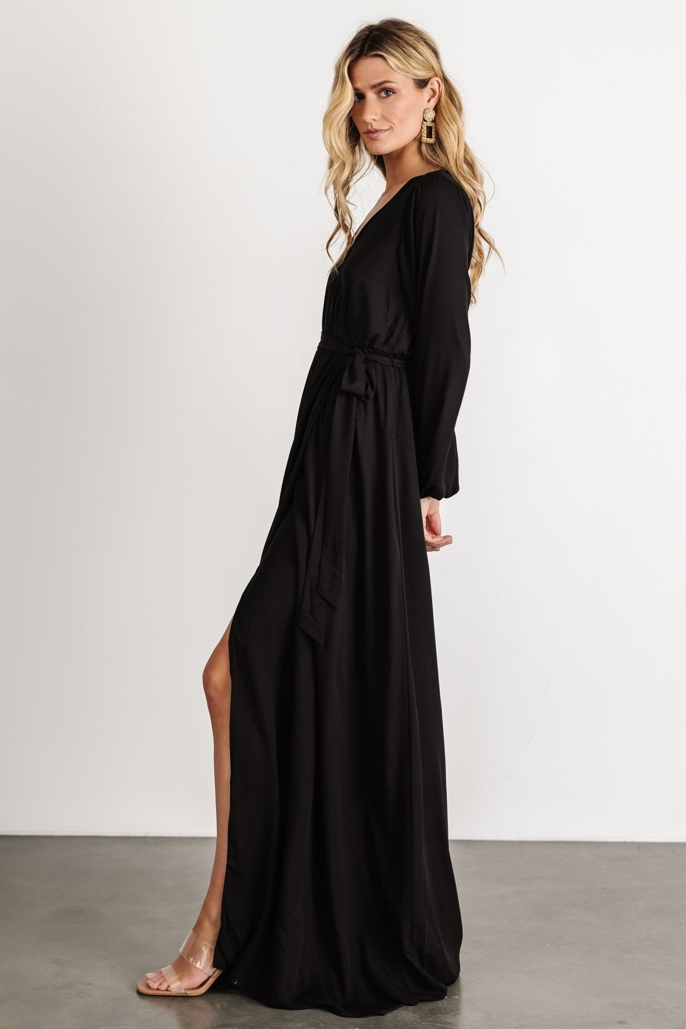 Breanne Faux Wrap Maxi Dress | Black - Baltic Born