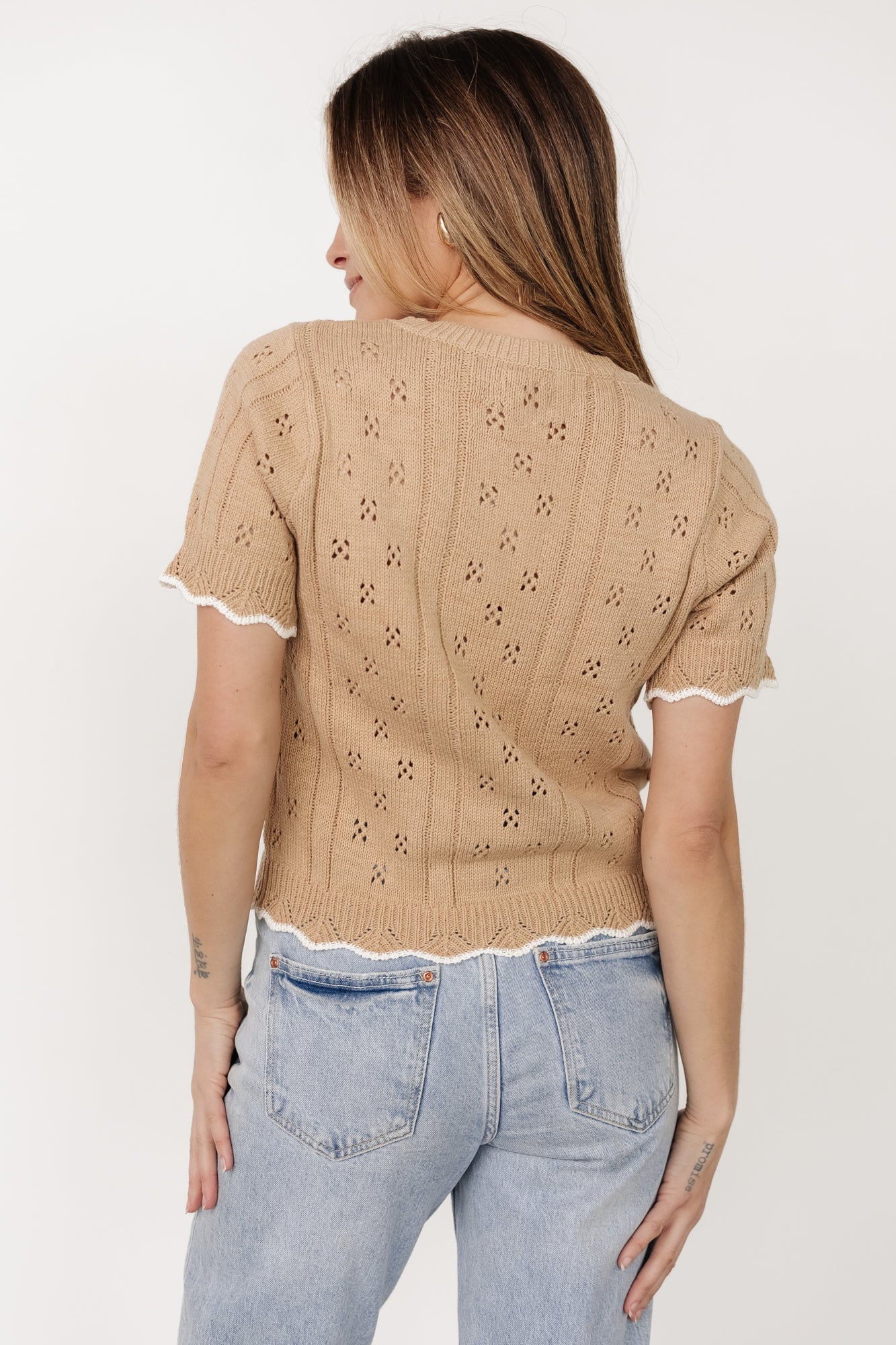 Britt Pointelle Knit Top | Natural + Ivory - Baltic Born