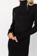 Caldwell Ribbed Turtleneck Midi Dress | Black - Baltic Born