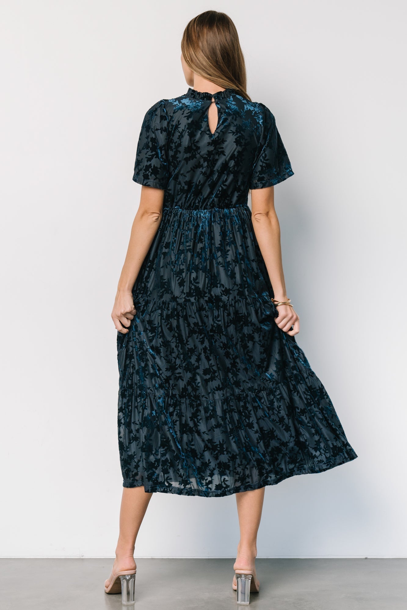 Callen Smocked Velvet Dress | Deep Blue - Baltic Born