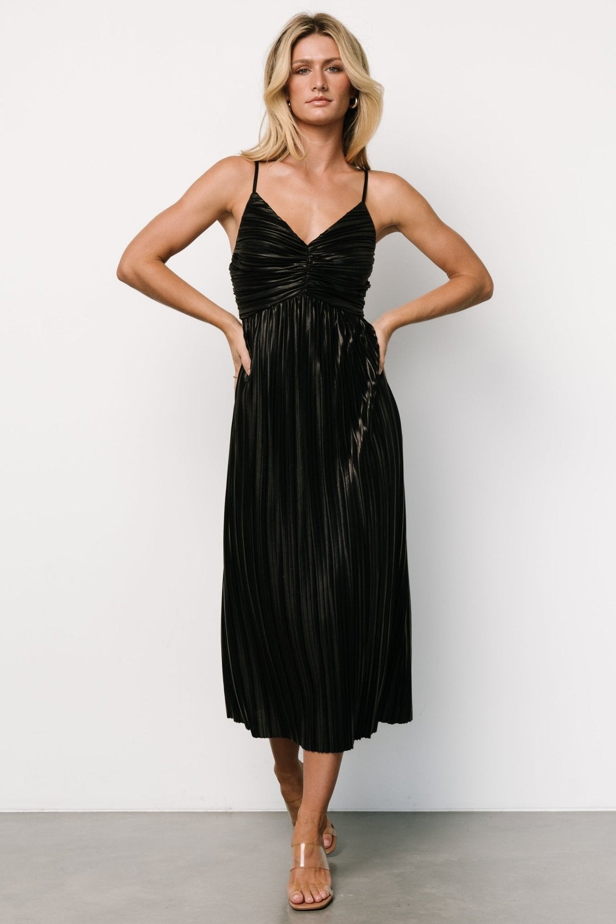 Cecilia Pleated Dress | Black - Baltic Born