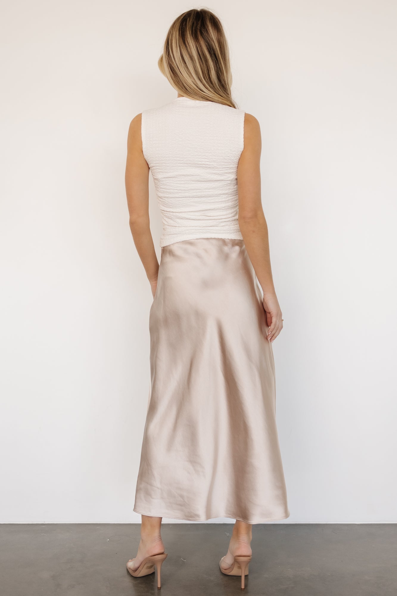 Celeste Satin Midi Skirt | Champagne - Baltic Born
