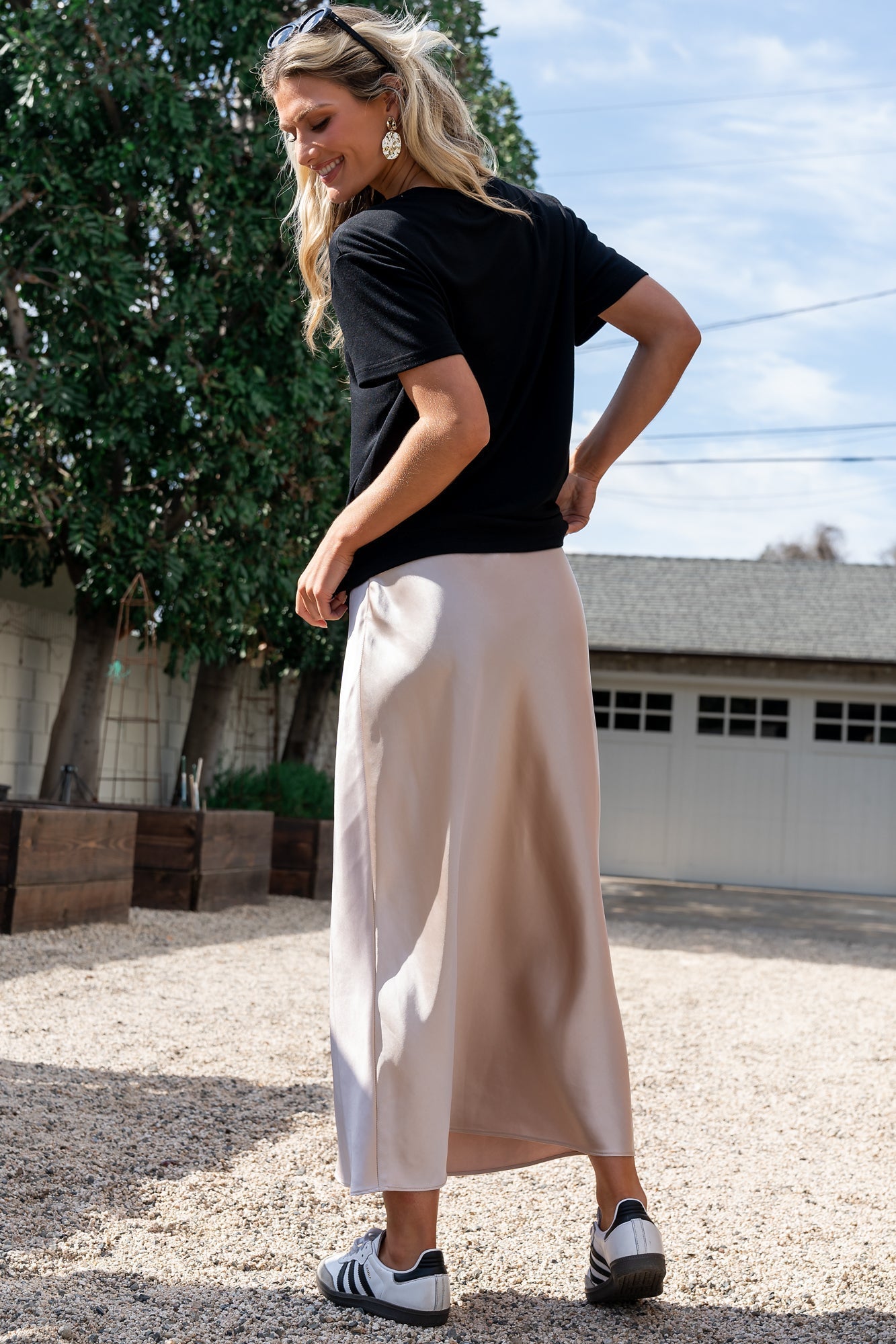 Celeste Satin Midi Skirt | Champagne - Baltic Born