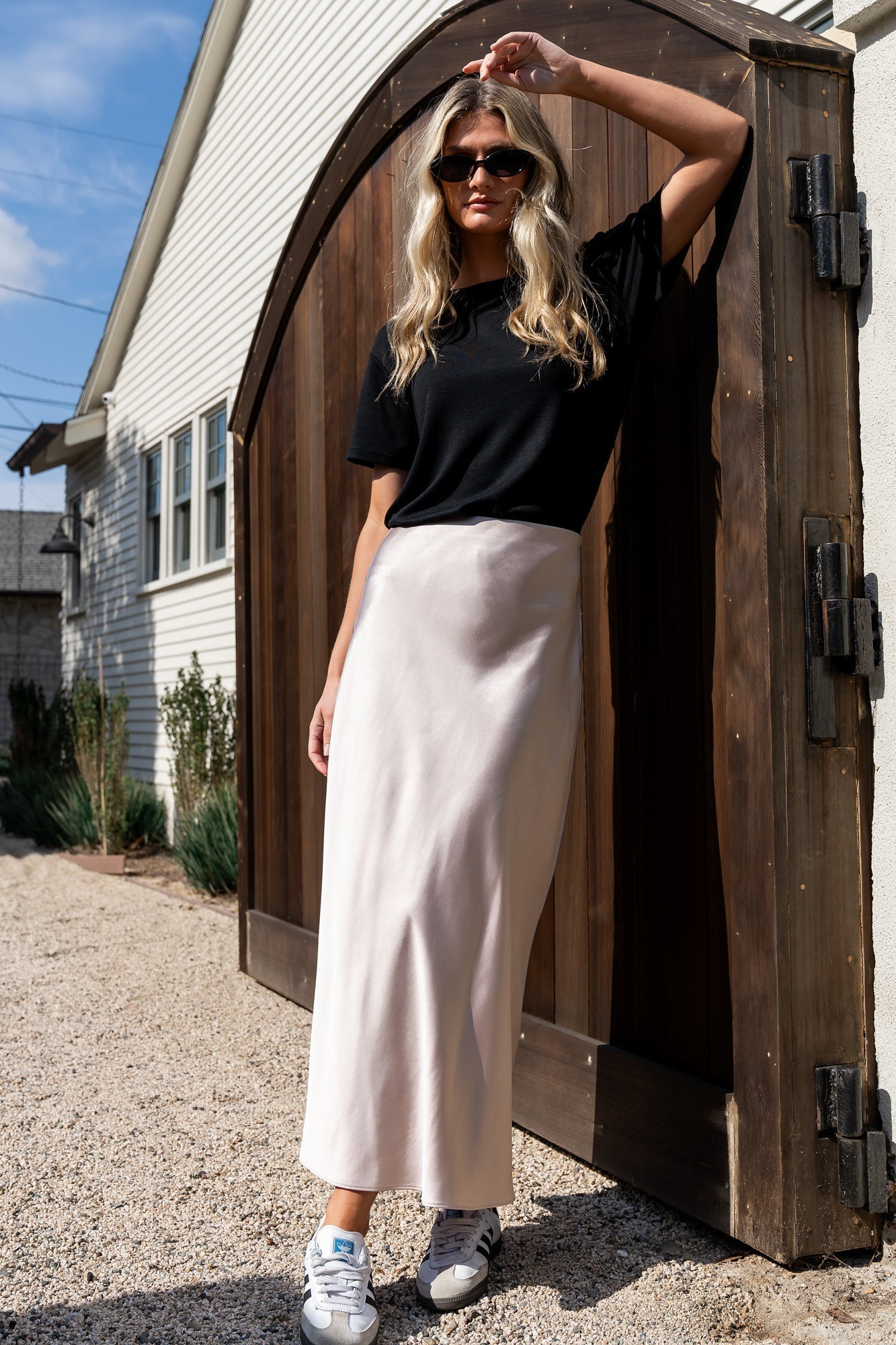 Celeste Satin Midi Skirt | Champagne - Baltic Born