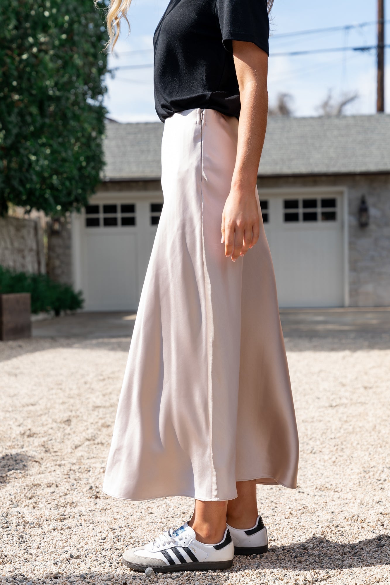 Celeste Satin Midi Skirt | Champagne - Baltic Born