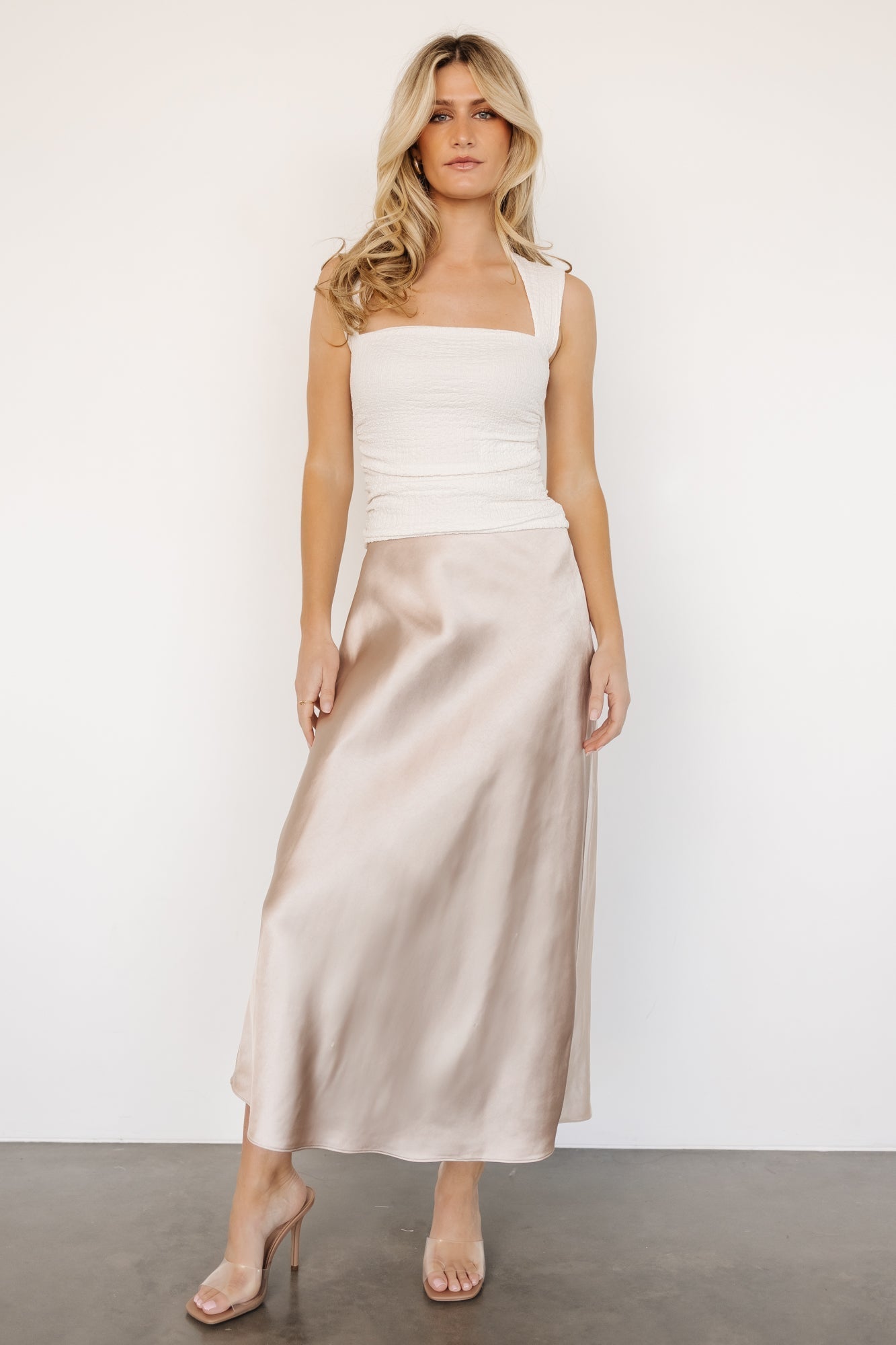 Celeste Satin Midi Skirt | Champagne - Baltic Born