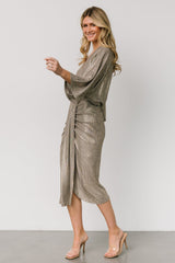 Ciara Ruched Midi Dress | Silver Metallic - Baltic Born