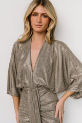 Ciara Ruched Midi Dress | Silver Metallic - Baltic Born