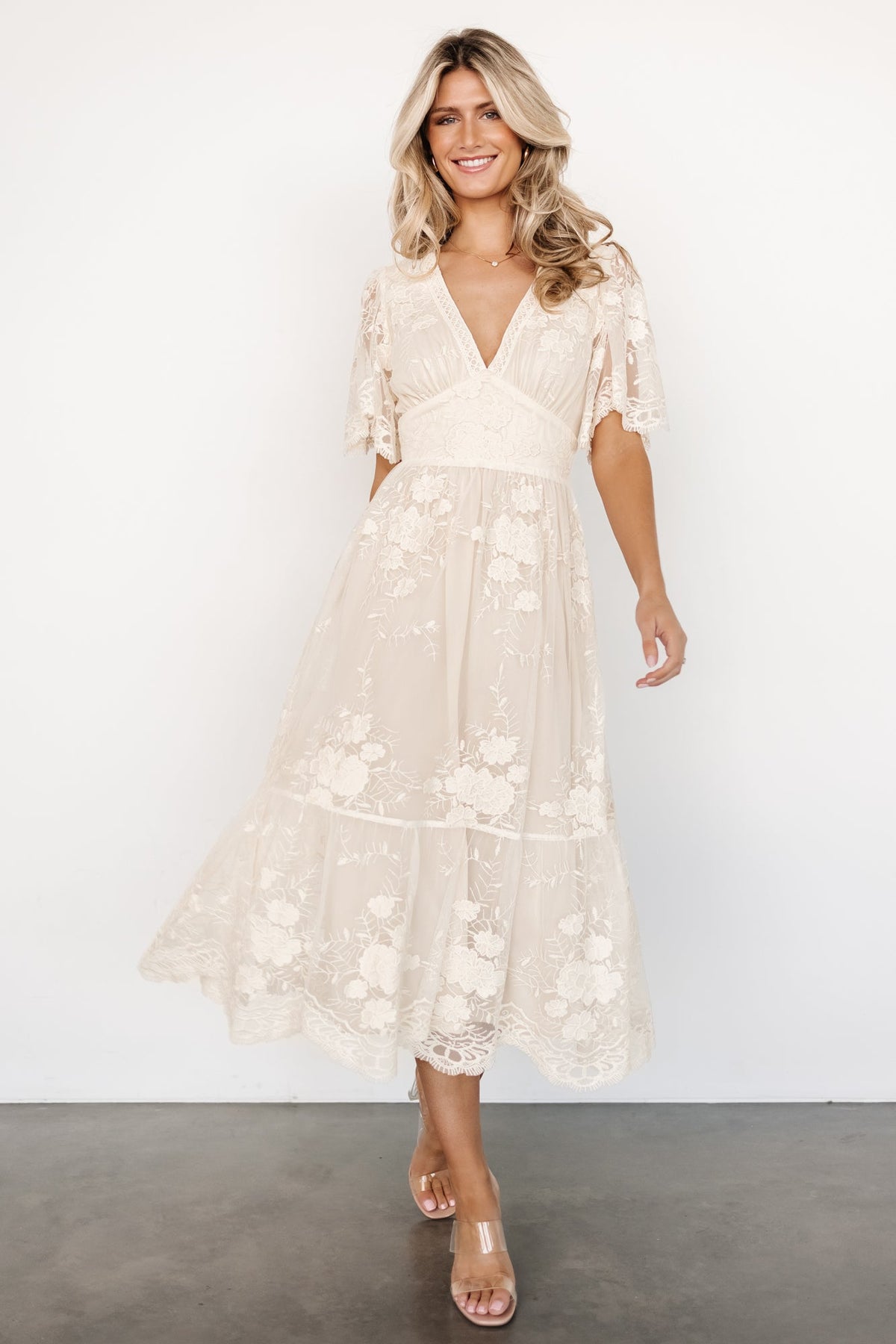Clarisa Lace Midi Dress | Vintage Cream - Baltic Born