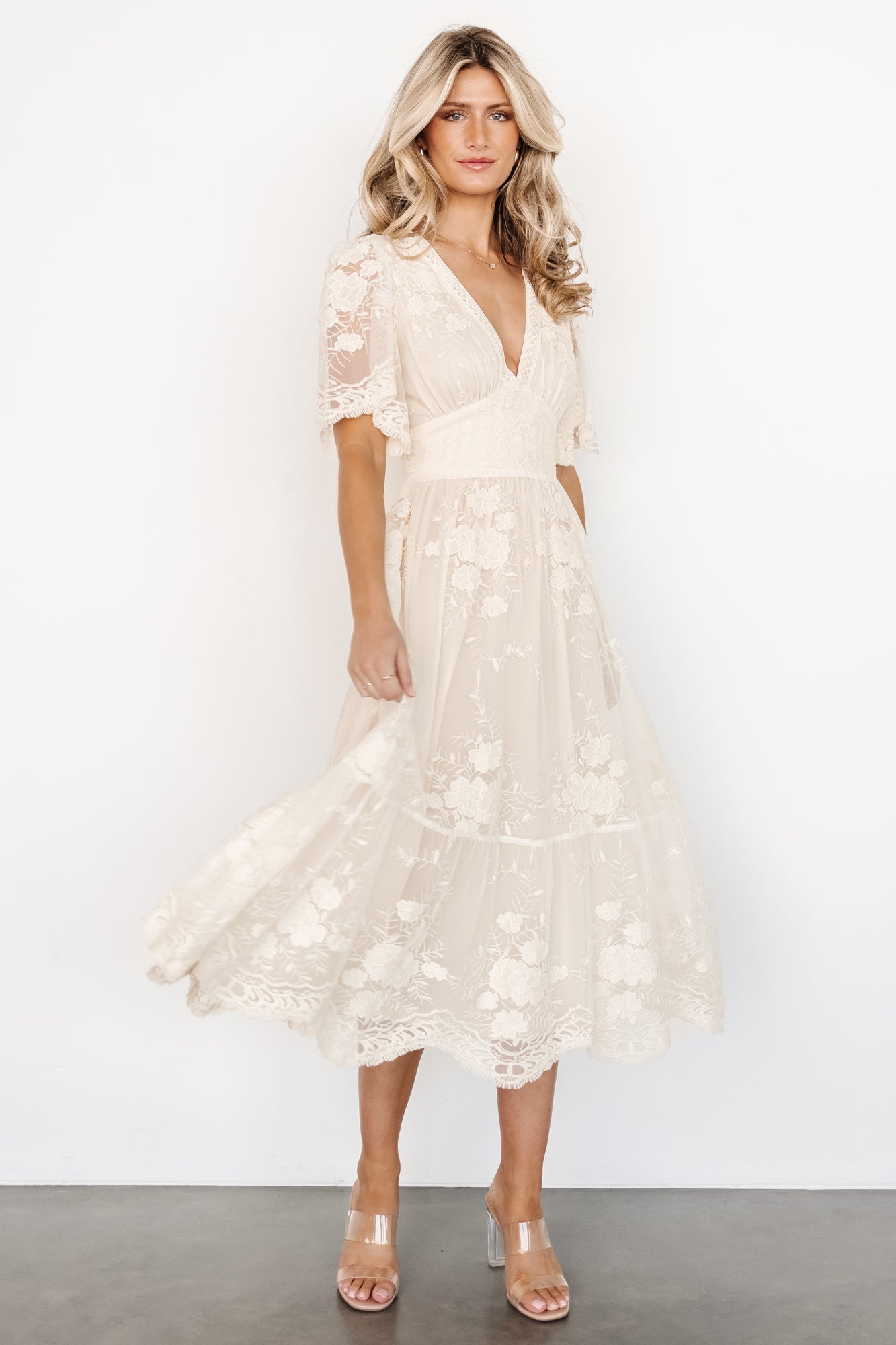 Clarisa Lace Midi Dress | Vintage Cream - Baltic Born