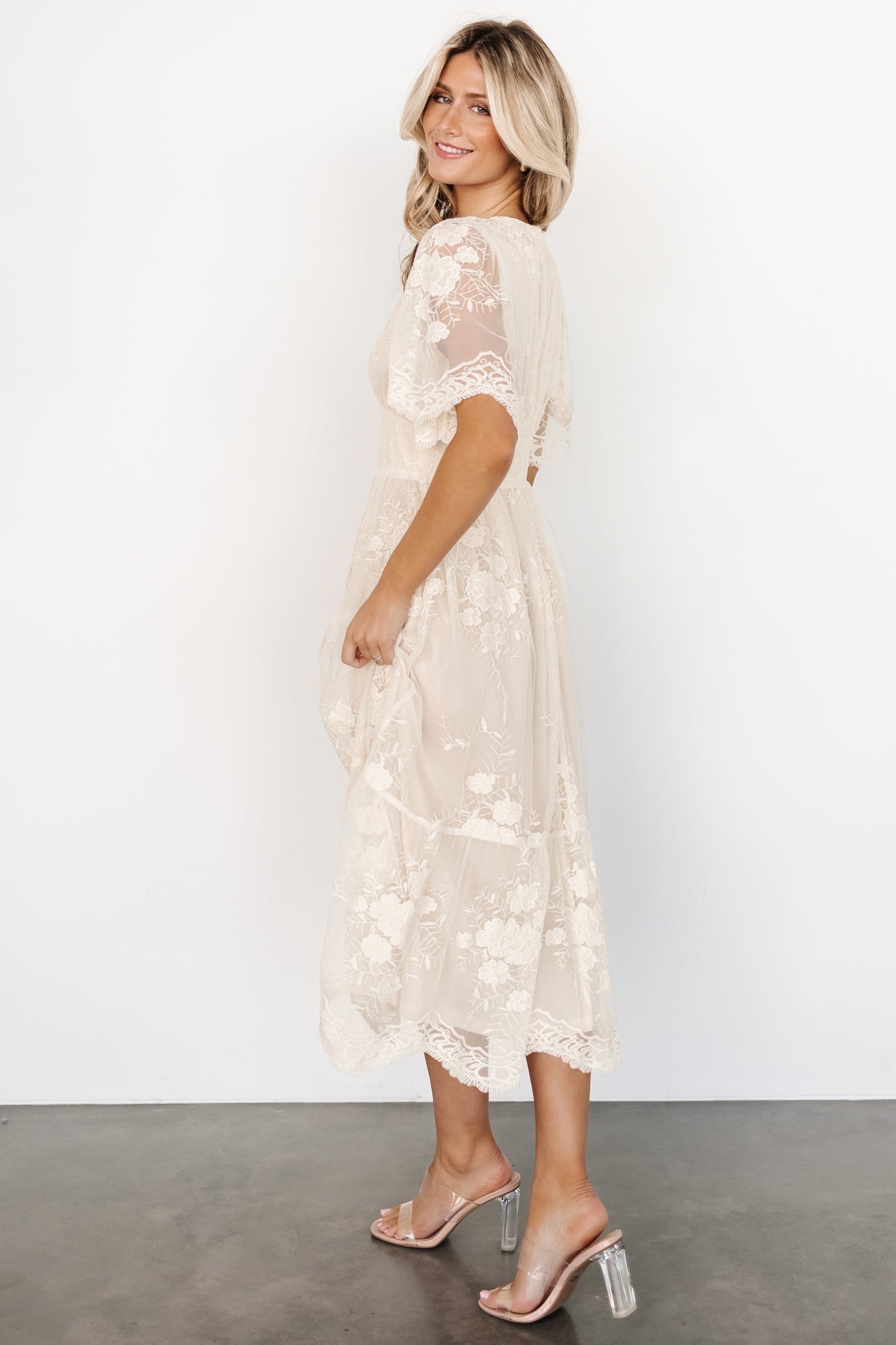 Clarisa Lace Midi Dress | Vintage Cream - Baltic Born