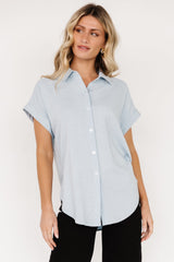 Clarke Button Up Top | Light Blue - Baltic Born