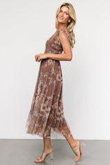 Clementine Tulle Midi Dress | Vintage Taupe Floral - Baltic Born