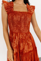 Cora Smocked Tulle Dress | Rust Floral - Baltic Born