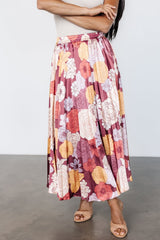 Cori Pleated Skirt | Deep Mauve Floral - Baltic Born