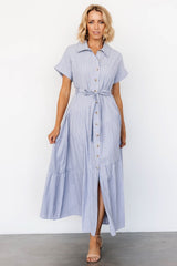 Covey Button Up Maxi Dress | Blue Stripe - Baltic Born