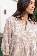 Dakota Babydoll Dress | Taupe Print - Baltic Born