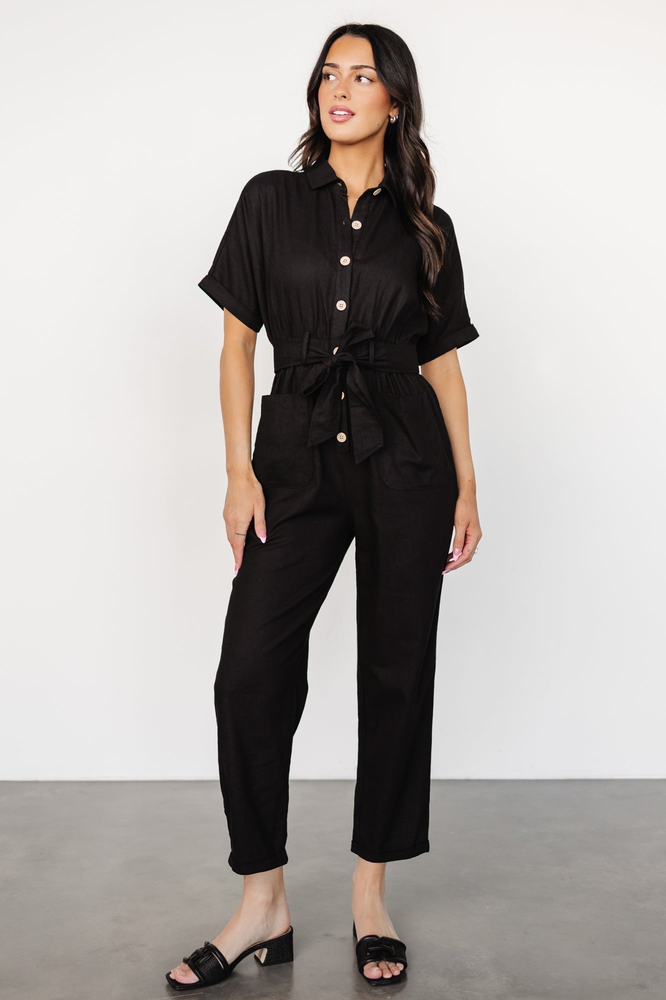 Dallas Button Up Jumpsuit | Black - Baltic Born