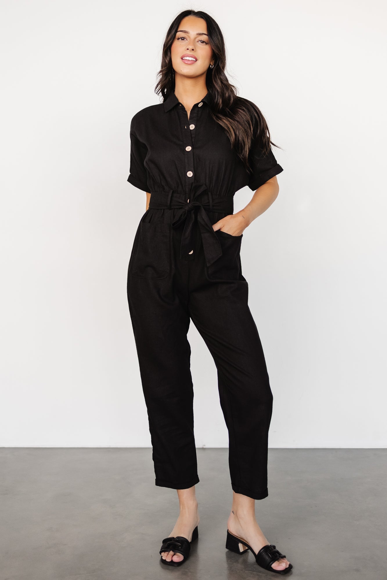 Dallas Button Up Jumpsuit | Black - Baltic Born