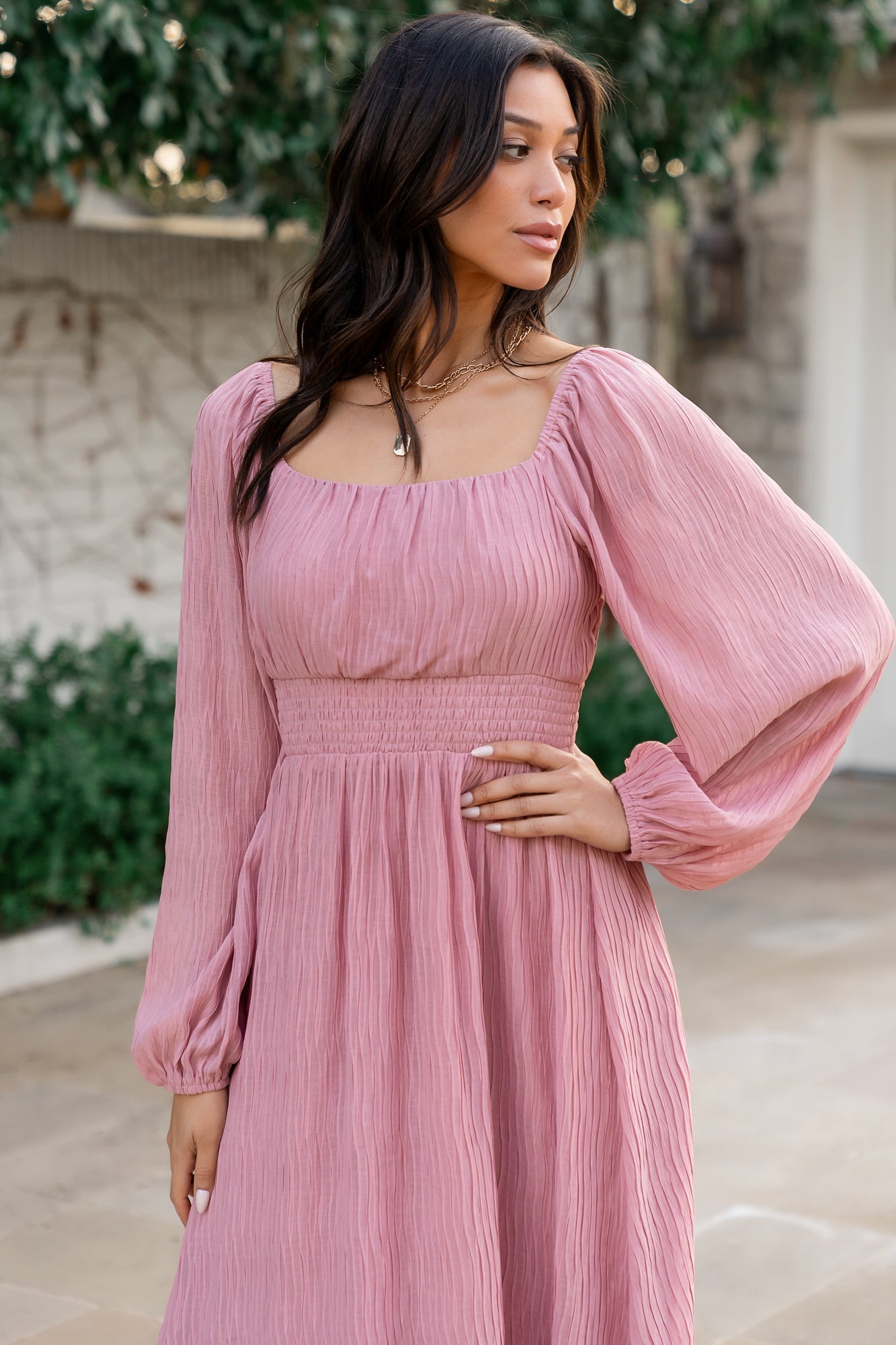 Dalton Pleated Midi Dress | Blush - Baltic Born