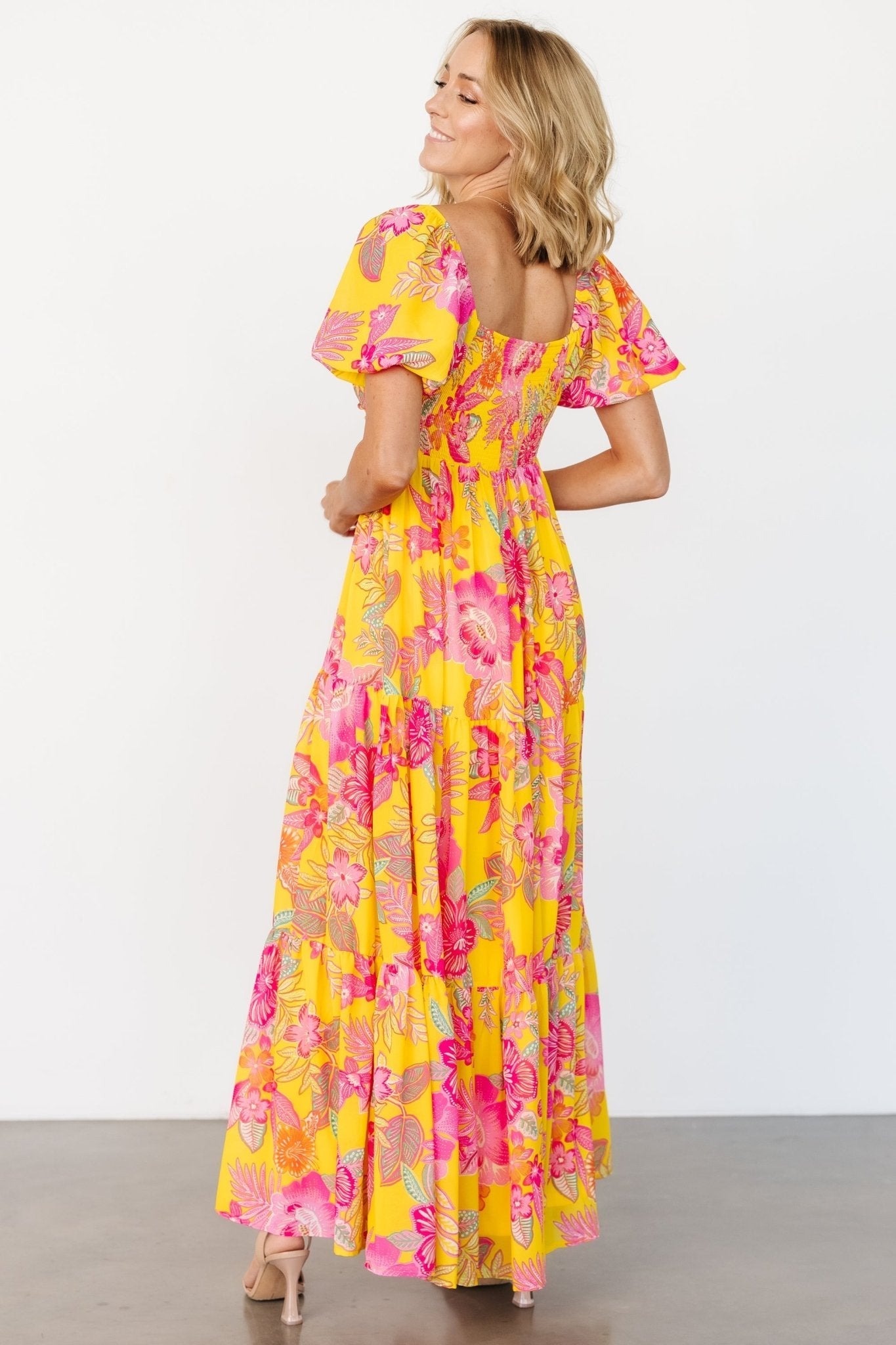 Darla Maxi Dress | Yellow + Pink Floral - Baltic Born