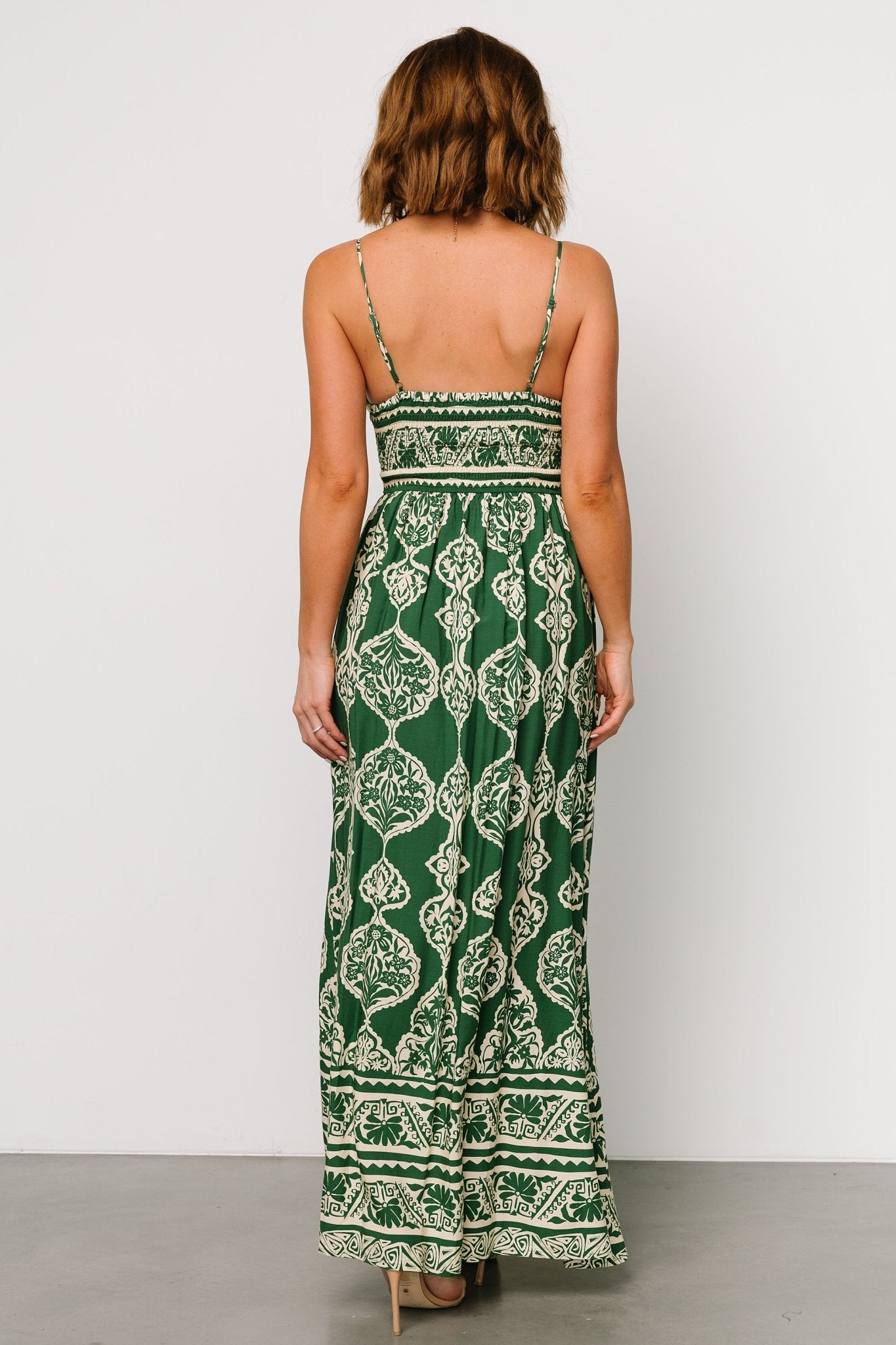 Davinah V Neck Maxi Dress | Green Print - Baltic Born