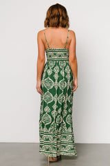 Davinah V Neck Maxi Dress | Green Print - Baltic Born