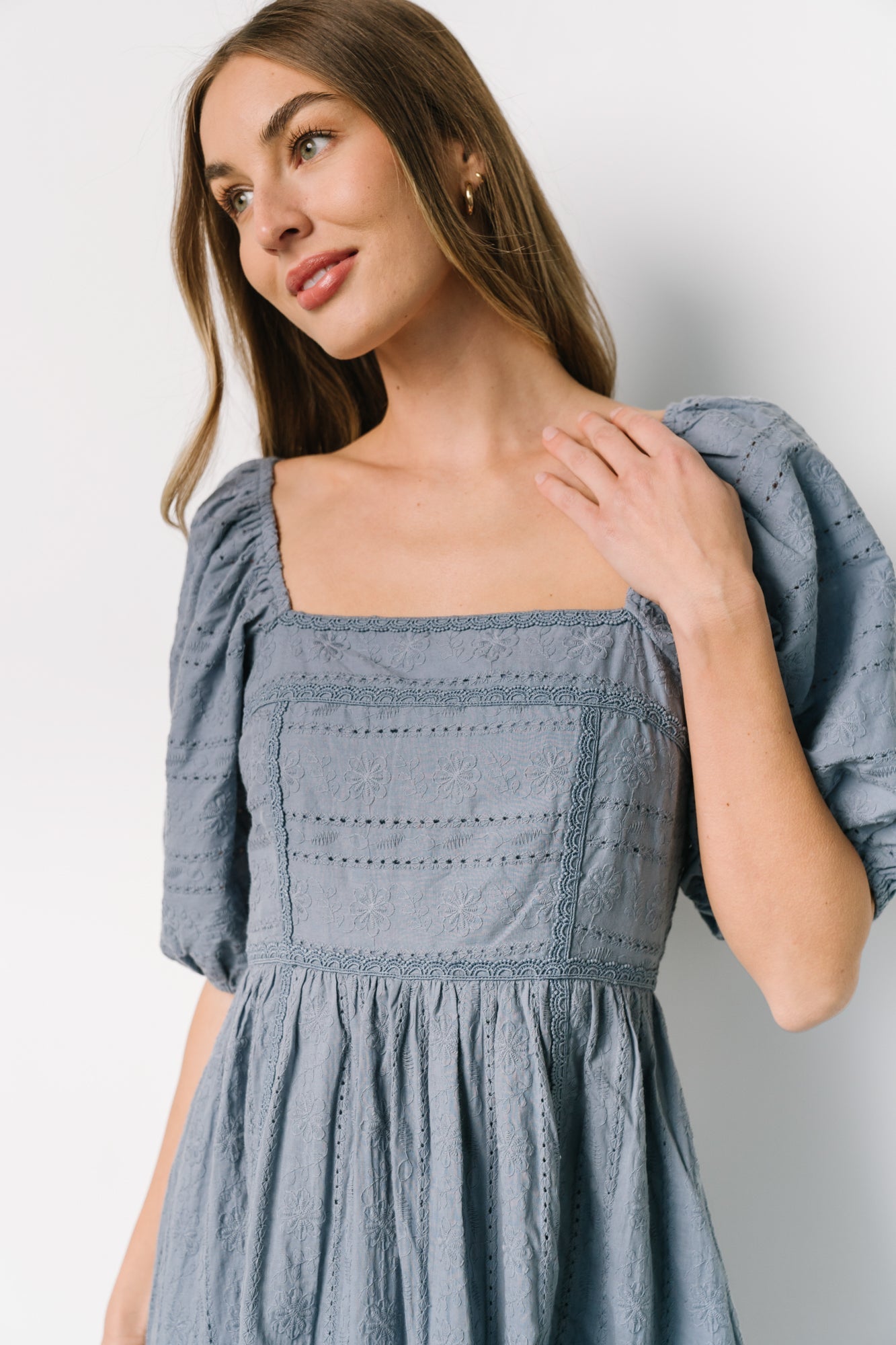 Delaney Eyelet Dress | Dusty Blue - Baltic Born