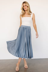 Demetria Pleated Midi Skirt | Steel Blue - Baltic Born