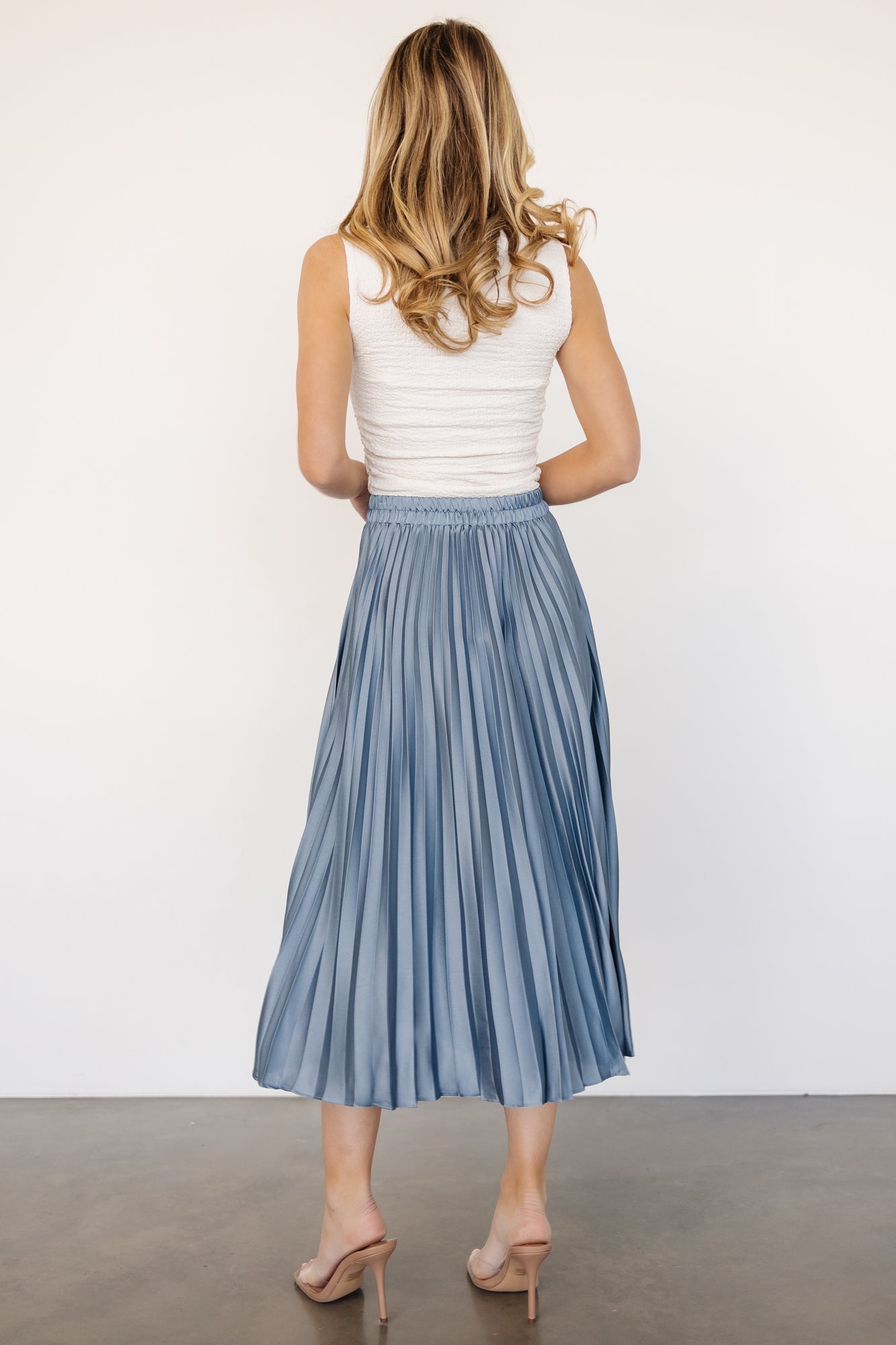 Demetria Pleated Midi Skirt | Steel Blue - Baltic Born