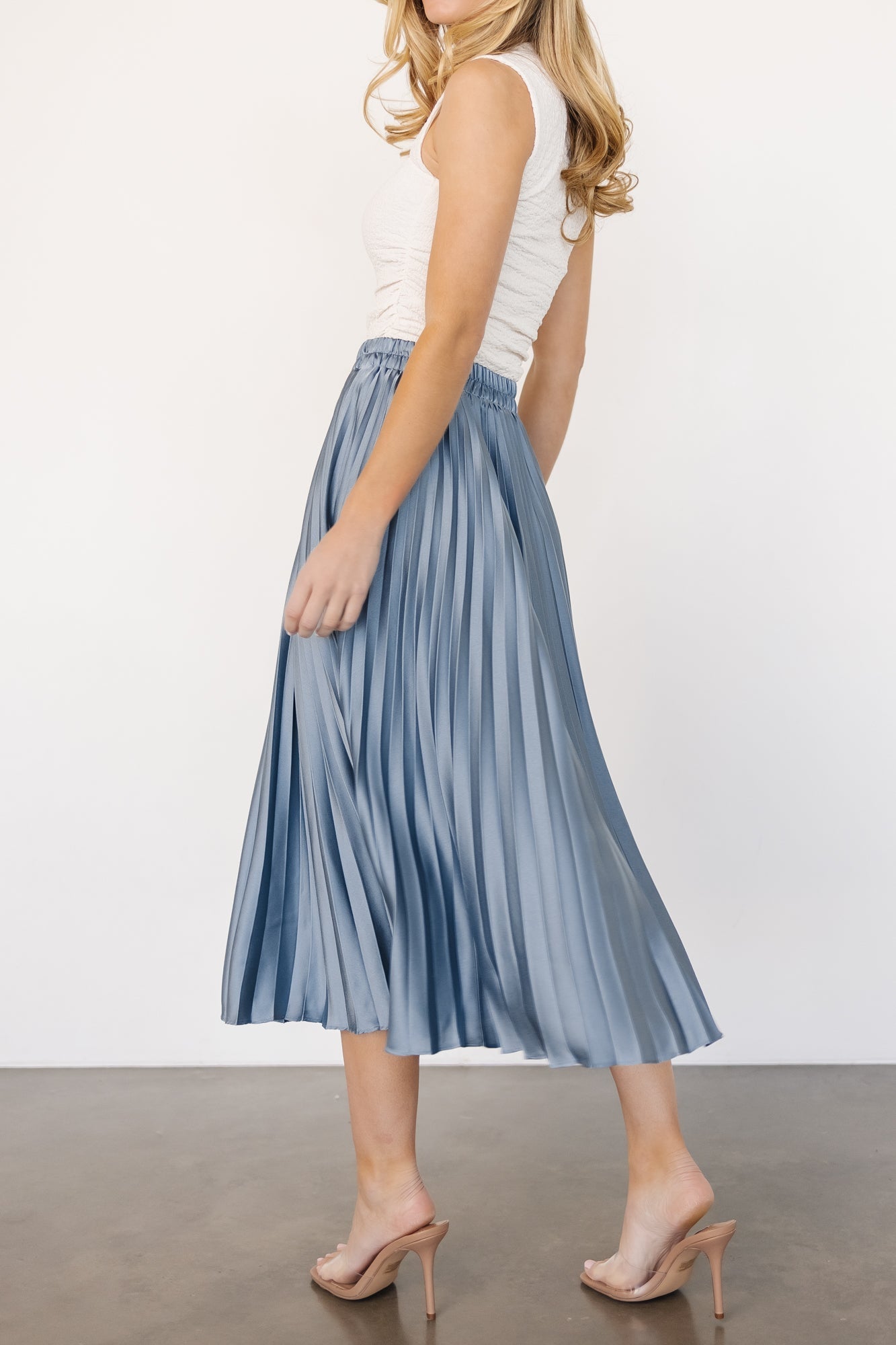 Demetria Pleated Midi Skirt | Steel Blue - Baltic Born