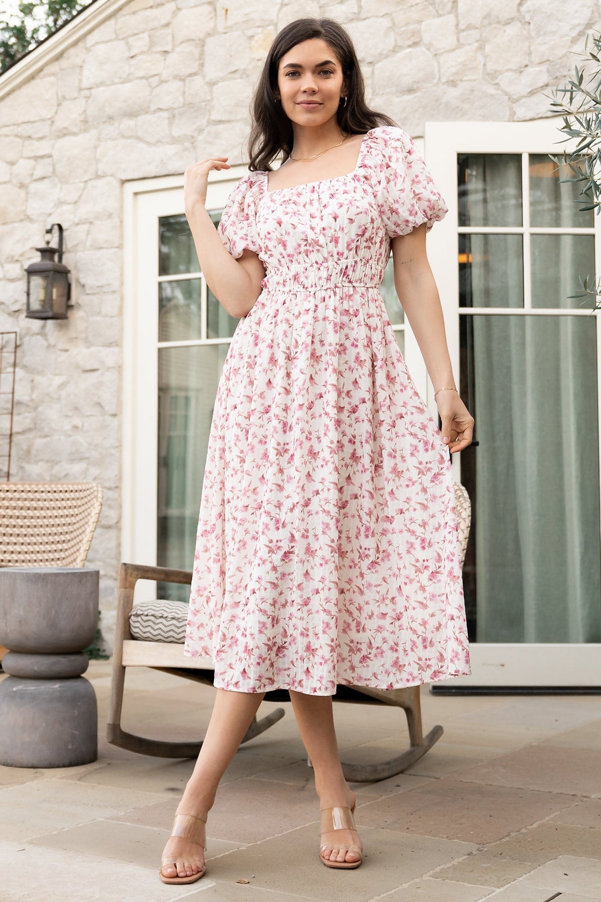 Dorine Midi Dress | Ivory + Blush Floral - Baltic Born