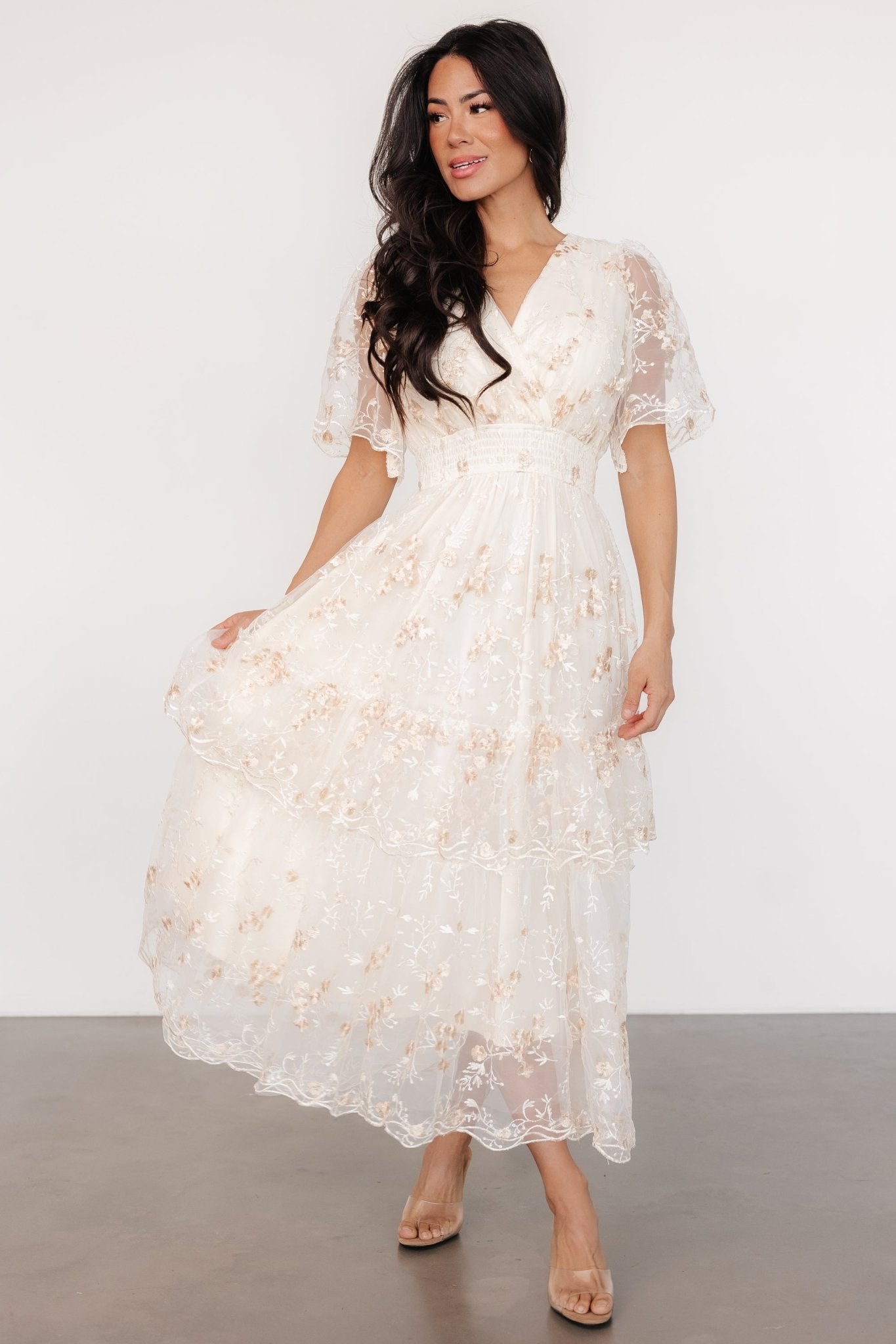 Eleanor Embroidered Midi Dress | Cream Floral - Baltic Born