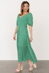 Elisabeth Button Dress | Green Floral - Baltic Born