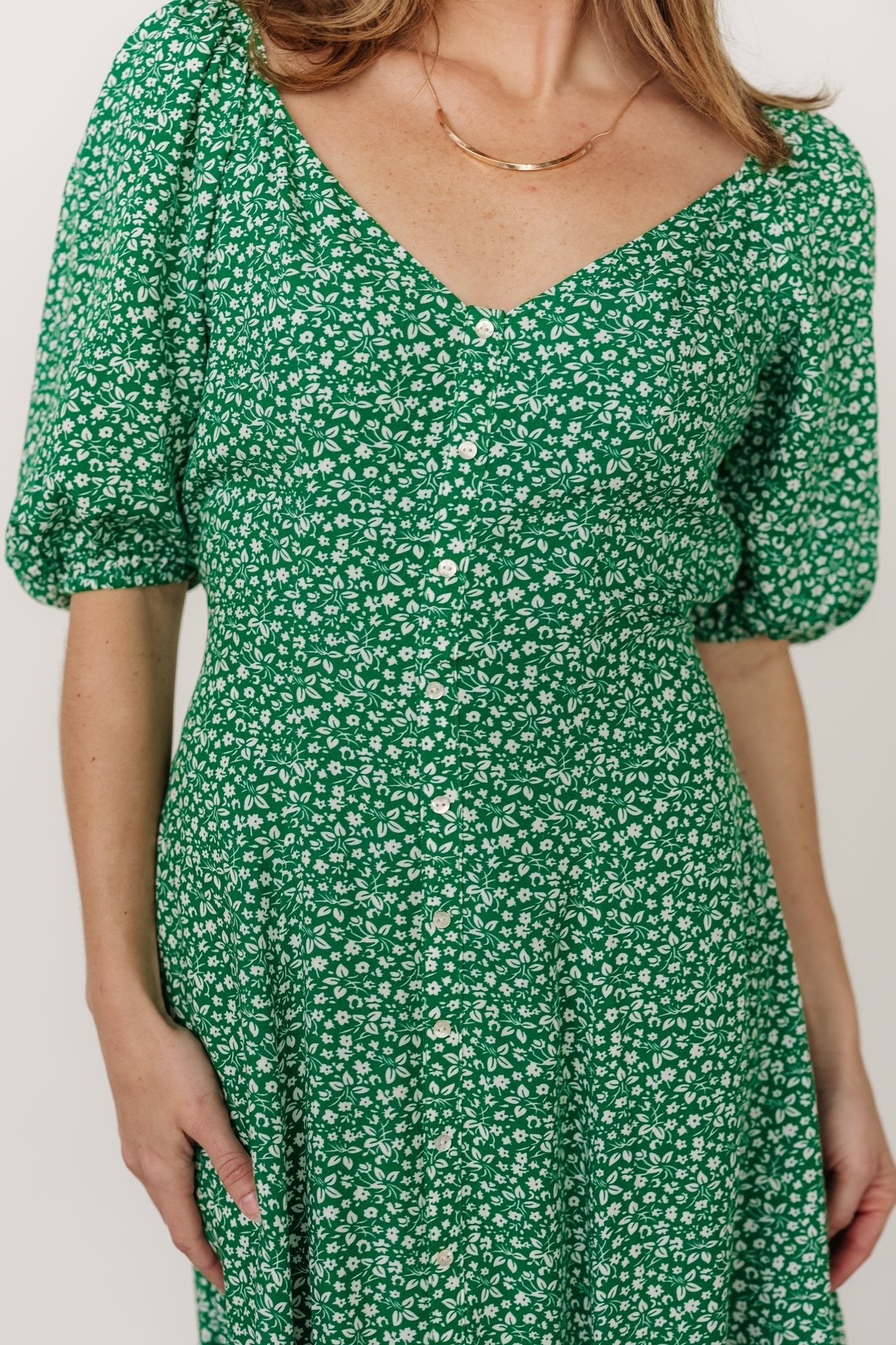 Elisabeth Button Dress | Green Floral - Baltic Born