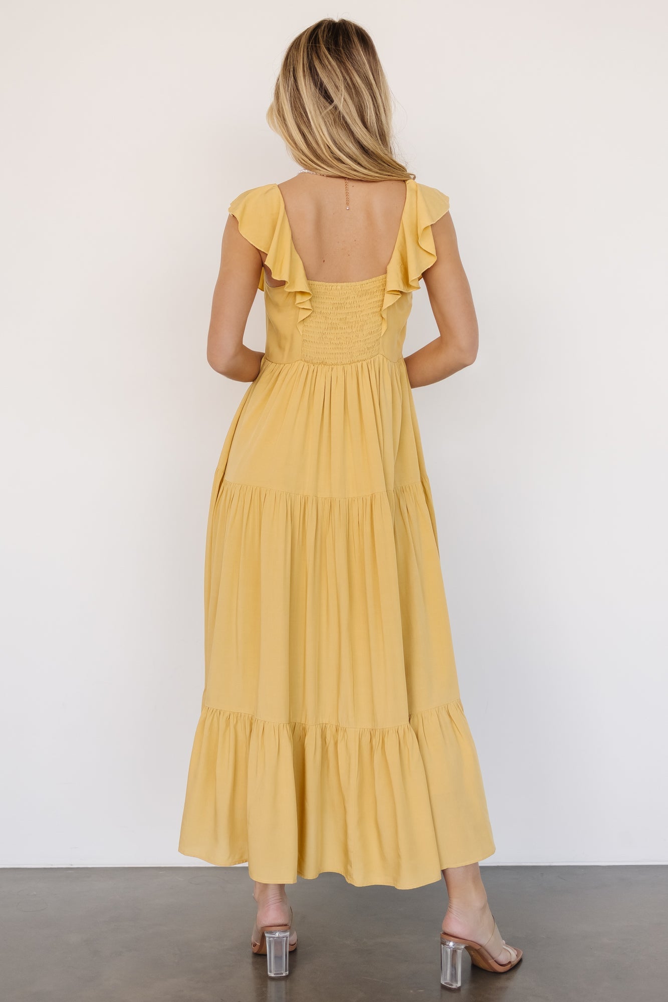 Ellie Ruffle Top Dress | Golden Yellow - Baltic Born