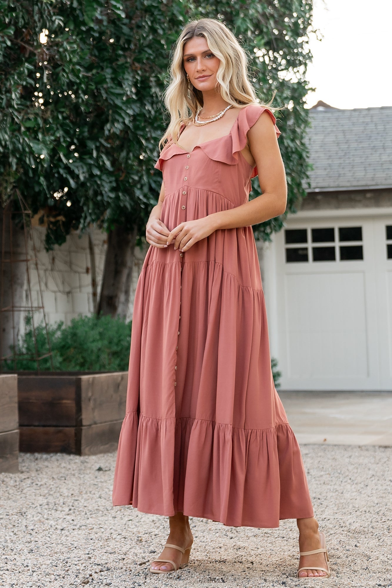Ellie Ruffle Top Dress | Terracotta - Baltic Born