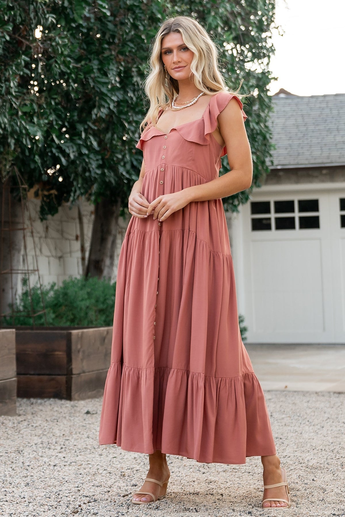 Ellie Ruffle Top Dress | Terracotta - Baltic Born