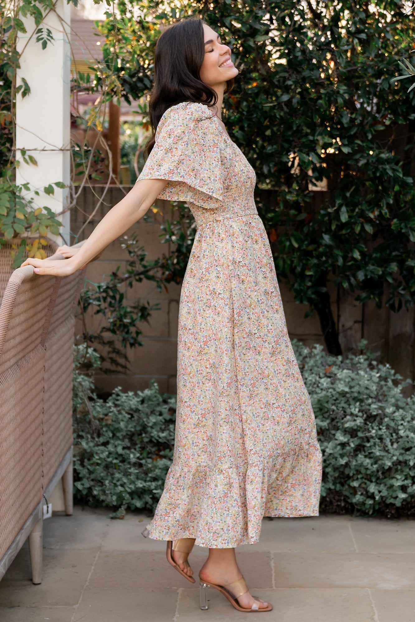 Ellory Smocked Midi Dress | Golden Multi Floral - Baltic Born