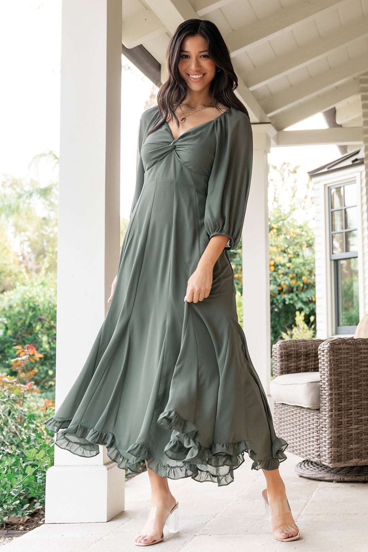 Estefania Maxi Dress | Dark Sage - Baltic Born