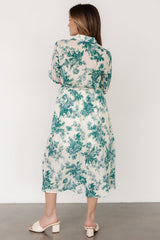 Eunice Button Midi Dress | Cream + Green Floral - Baltic Born
