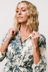 Eunice Button Midi Dress | Ivory + Blue Floral - Baltic Born