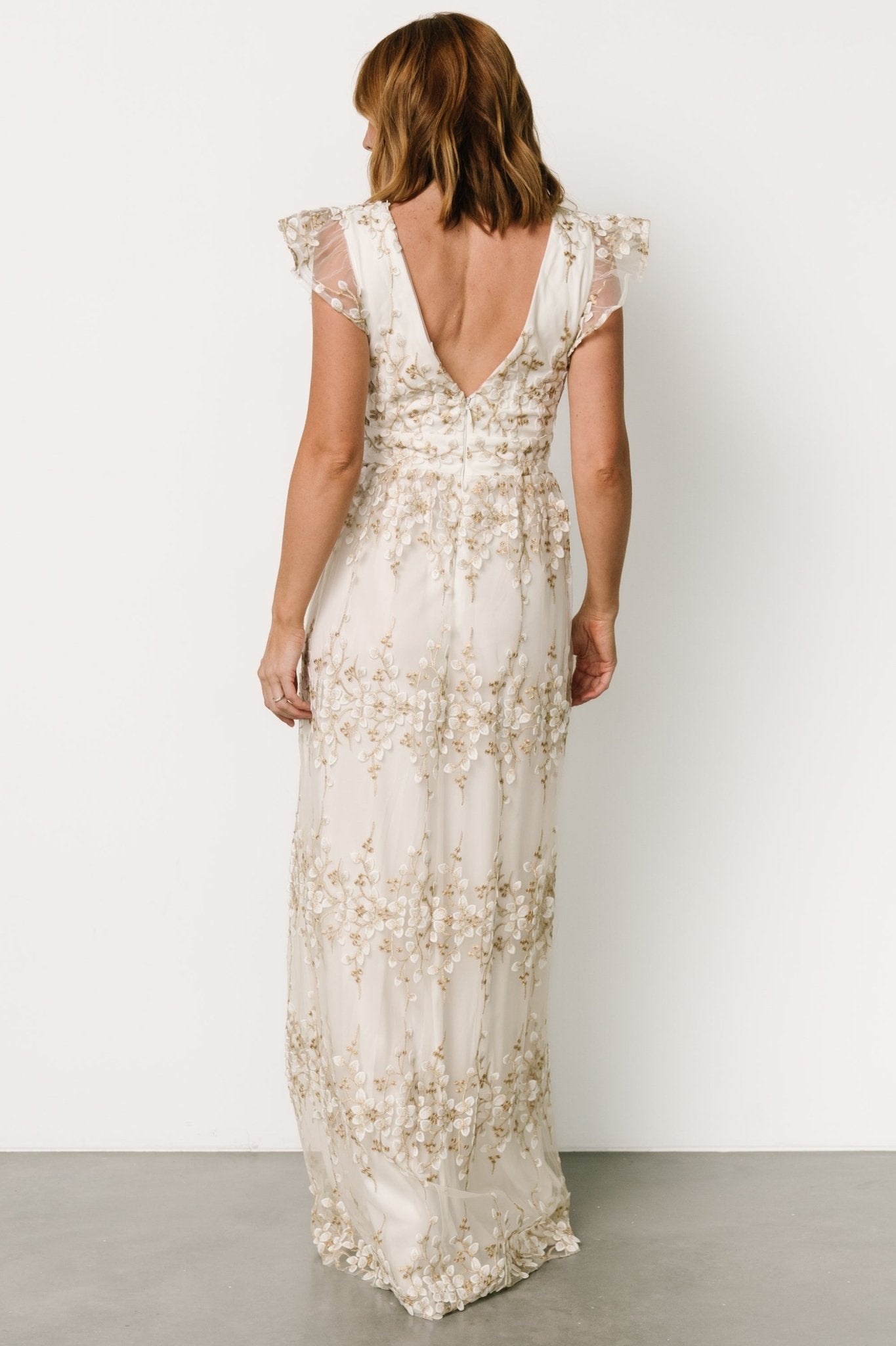 Eva Embroidered Maxi Dress | White + Gold - Baltic Born