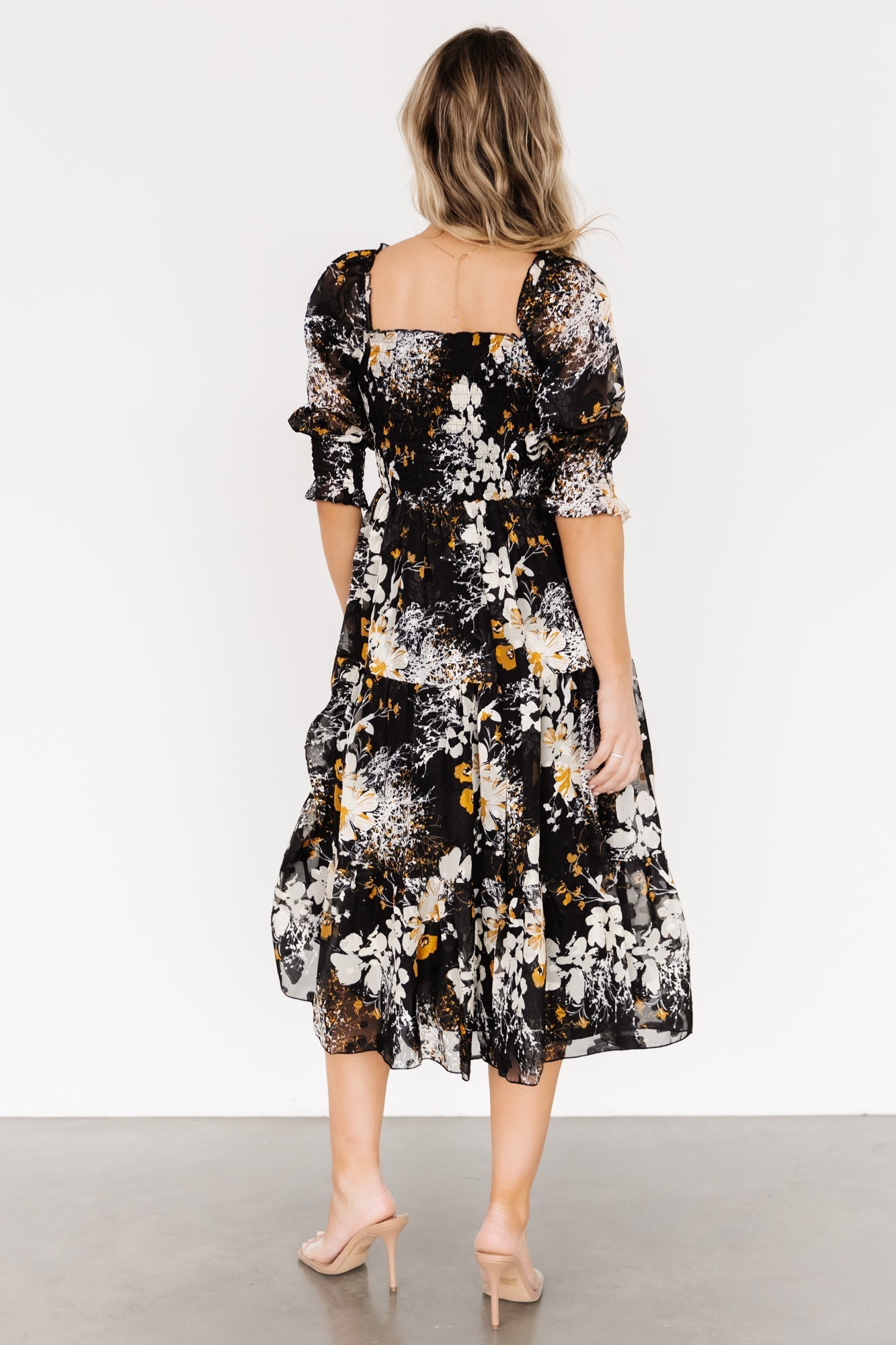 Fabian Jacquard Midi Dress | Black Floral - Baltic Born