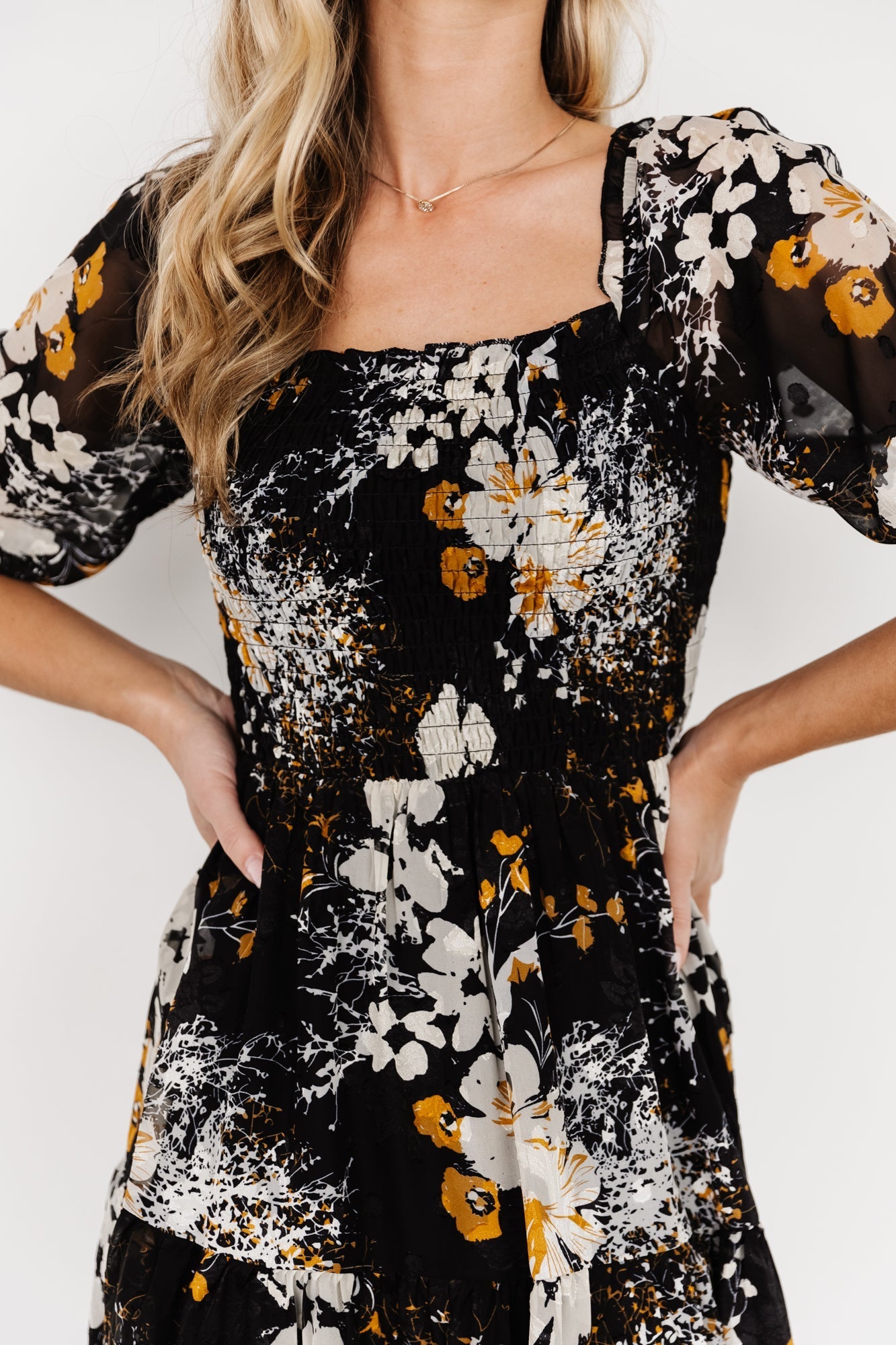 Fabian Jacquard Midi Dress | Black Floral - Baltic Born