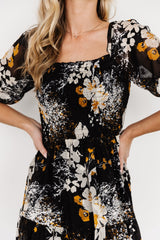 Fabian Jacquard Midi Dress | Black Floral - Baltic Born