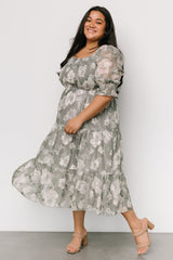 Fabian Jacquard Midi Dress | Dusty Sage - Baltic Born