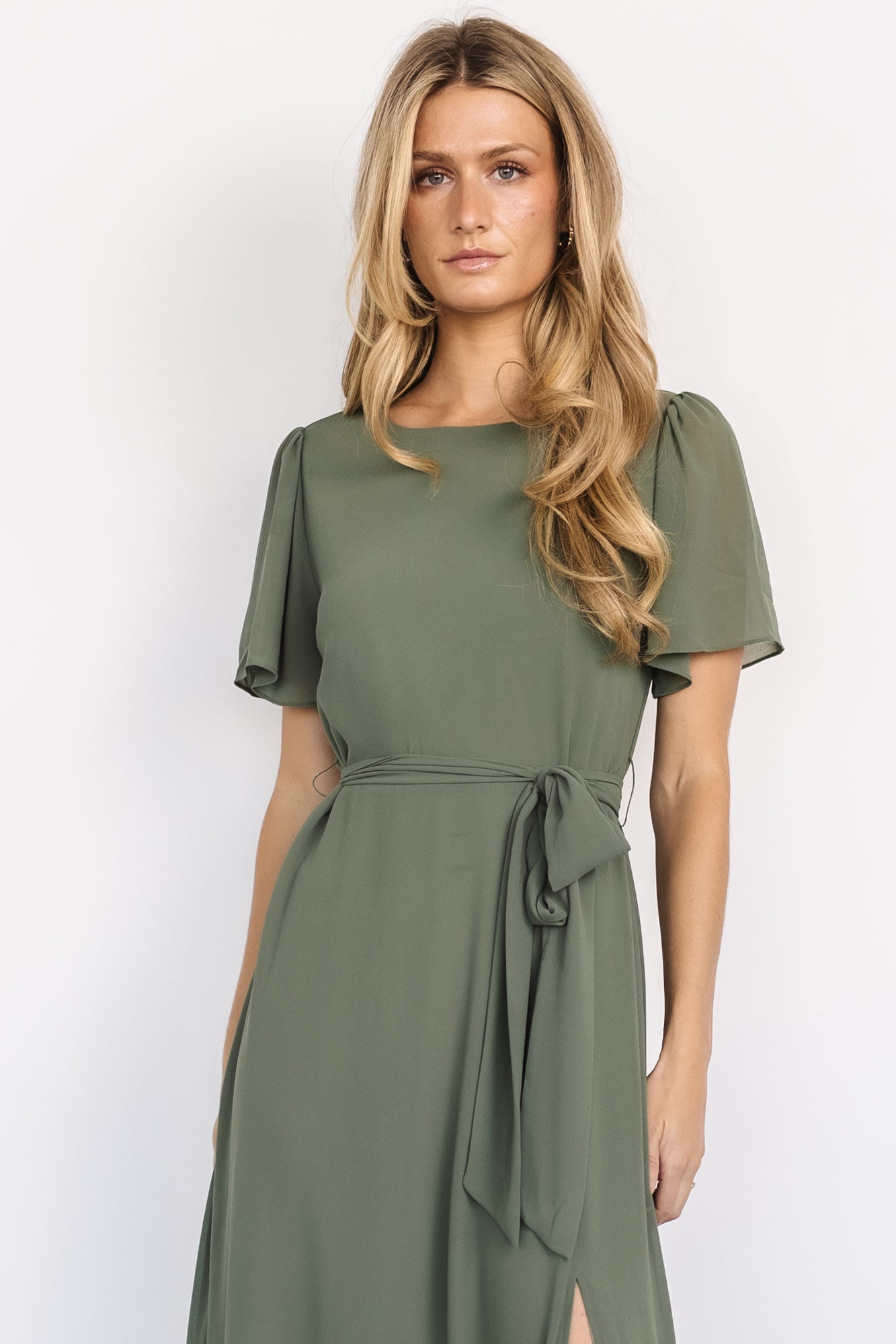 Fabric Swatch - Naomi Chiffon | Dark Sage - Baltic Born