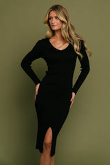 Fairmount Ribbed Midi Dress | Black - Baltic Born